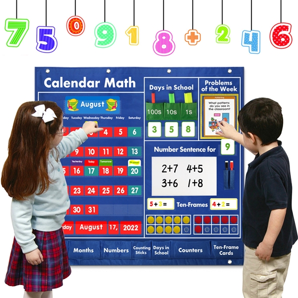 Education Daily Math Calendar Pocket Chart | Kibtoy