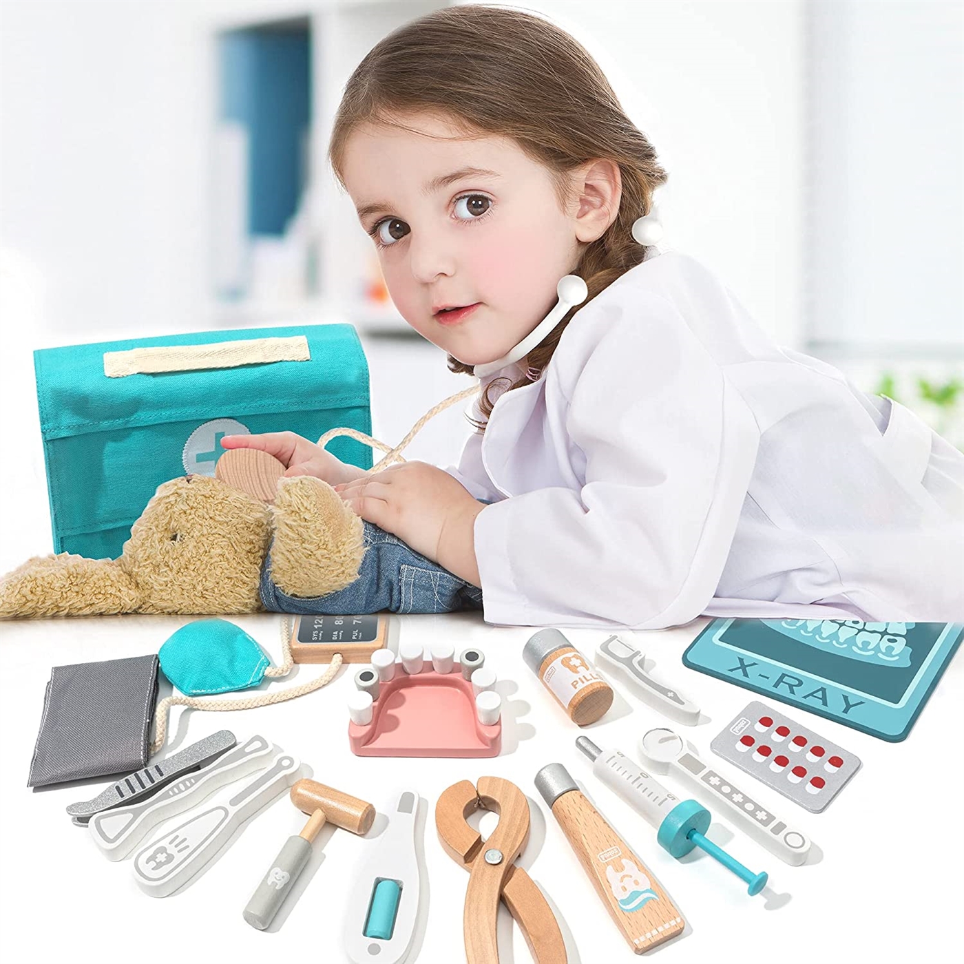 Kibtoy wooden Doctor kit, ideal for pretend play