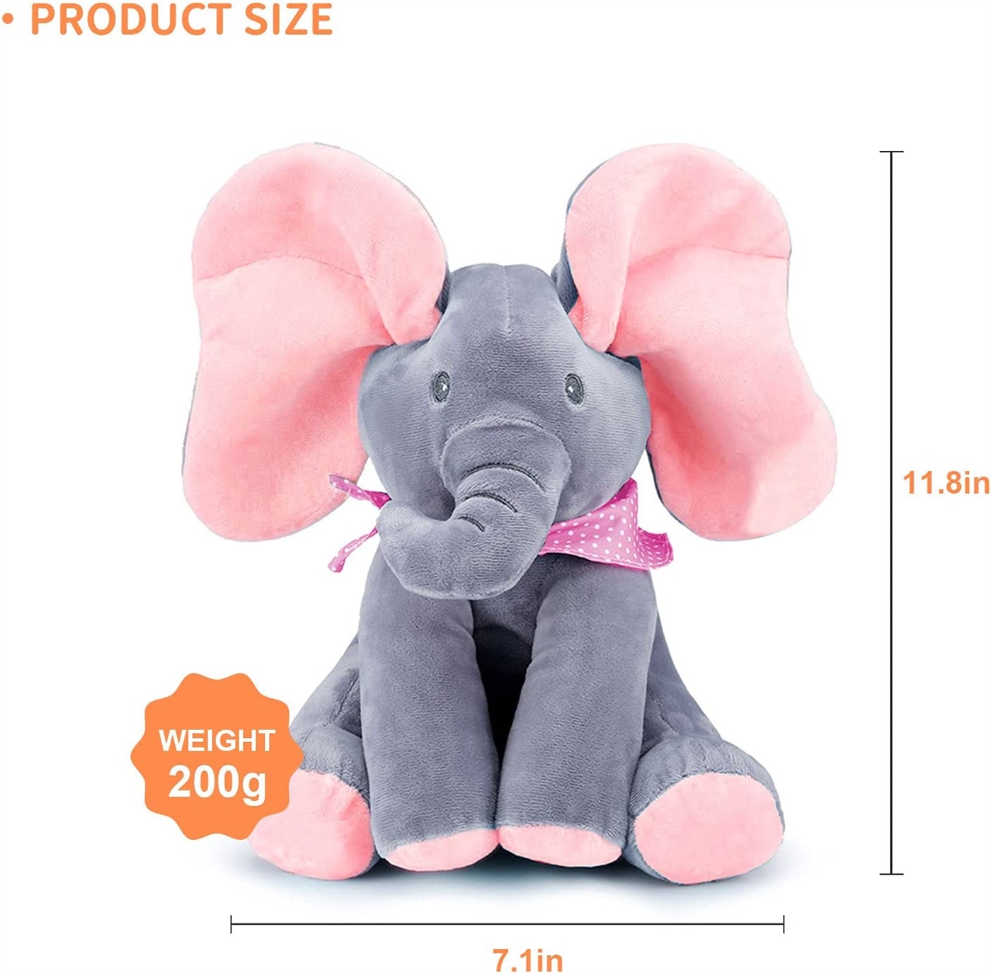kibtoy Peek-a-boo elephant plush toy great size for children to play