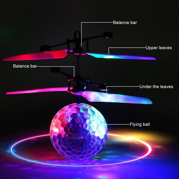 KIBTOY™ Flying Ball Toy Infrared Induction Hand Control Hover Ball Built-in with LED Lights Colorful Flying USB