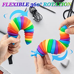 KIBTOY™ Fidget Slug Articulated Fidget Toy,Realistic Slug Insects Fidget Toy,Fun Crawling Sensory Toy Can Be Twisted Casually Pleasant Decompression Suitable Release Stress- (Color) 
