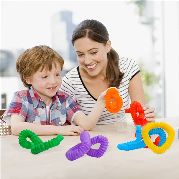 KIBTOY™ Fidget Pop Tube Toys for Kids and Adults, Multi-Color Pipe Stretch Toddler Sensory Learning Toys for Stress and Anxiety Relief 