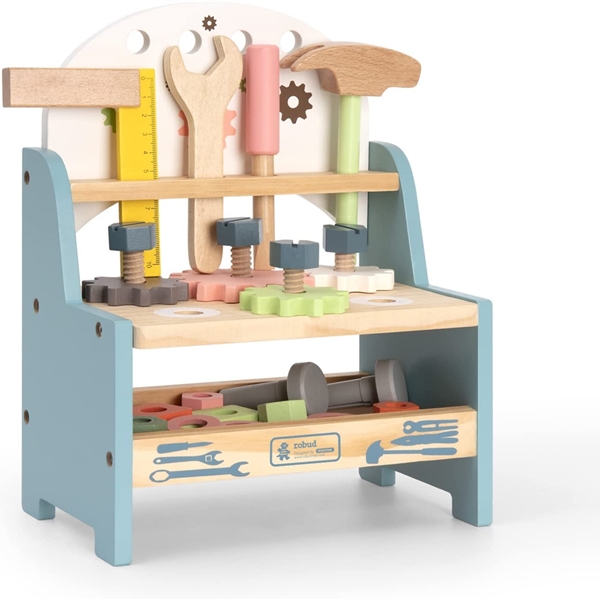 KIBTOY™ Mini Wooden Play Tool Workbench Set 