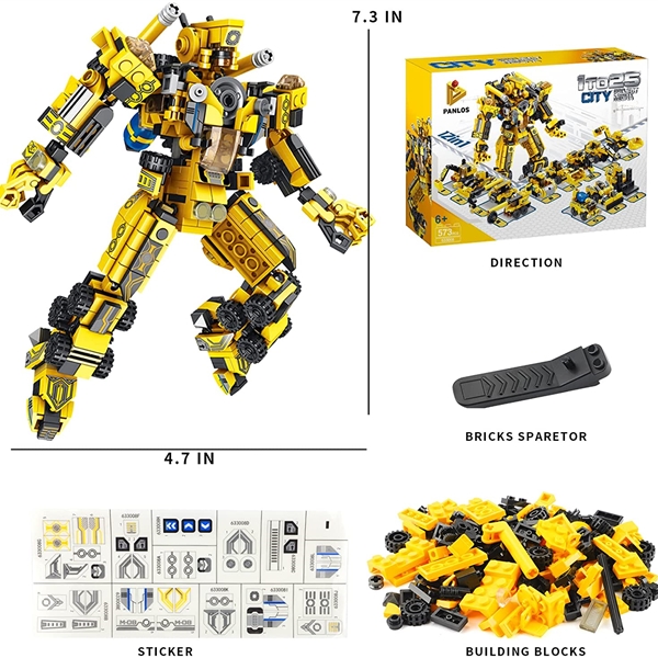 KIBTOY™ 573-Pack Compatible LEGO 12-in-1 STEM Building Bricks City Works Mech Kit