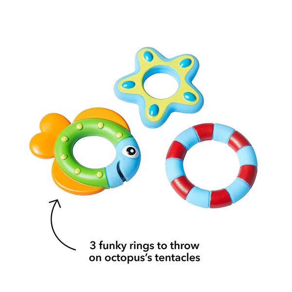 KIBTOY™ Floating Octopus with 3 Hoopla Rings Interactive Bath Toy 