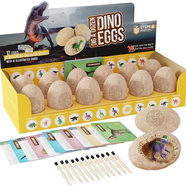 KIBTOY™ Dig a Dozen Dino Egg Dig Kit - Easter Egg Dinosaur Toys