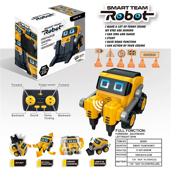 Best Robot for kid Birthday Remote Control Programming RC Interactive Robot Toy, Lights, Music, Moving Forward and Backward, Left and Right, Stunt Ultimate Fun for Kids (Forklift)