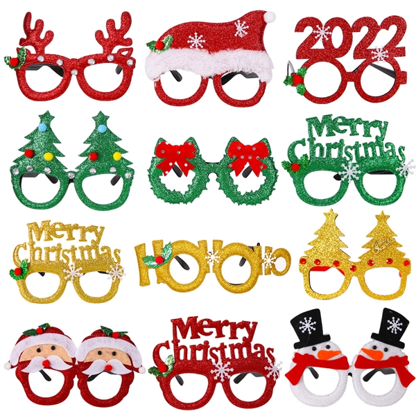 Christmas Glasses Glitter Party Glasses Eyeglasses for Christmas Holiday