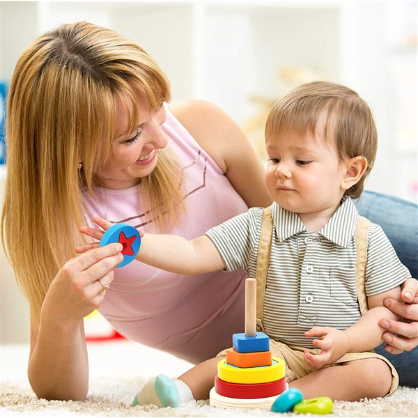 KIBTOY™ Rainbow Tower Stacked Wooden Toys
