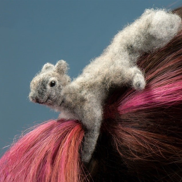KIBTOY™Handmade felted animal hairpin-hedgehog, squirrel, fox
