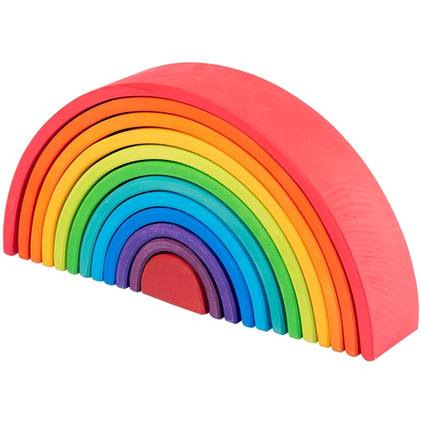 12-Piece Wooden Rainbow Stacking Tunnel Toys Extra Large