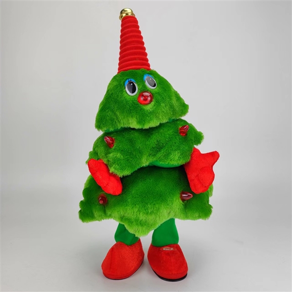 Kibtoy Sing and Dance Christmas Tree Plush Stuffed Electric Toys Christmas Gift for Kids, 15.7
