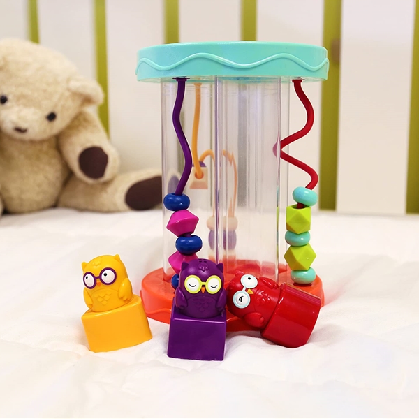 KIBTOY Shape Sorter Sorting Toy Fun Sounds and Bead Maze with 3 Owls and Colorful Shapes