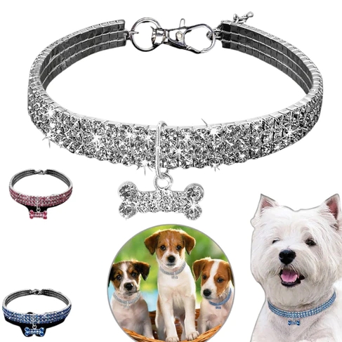 Gorgeous Rhineston Dog Collar Crystal Bling Collars Kibtoy
