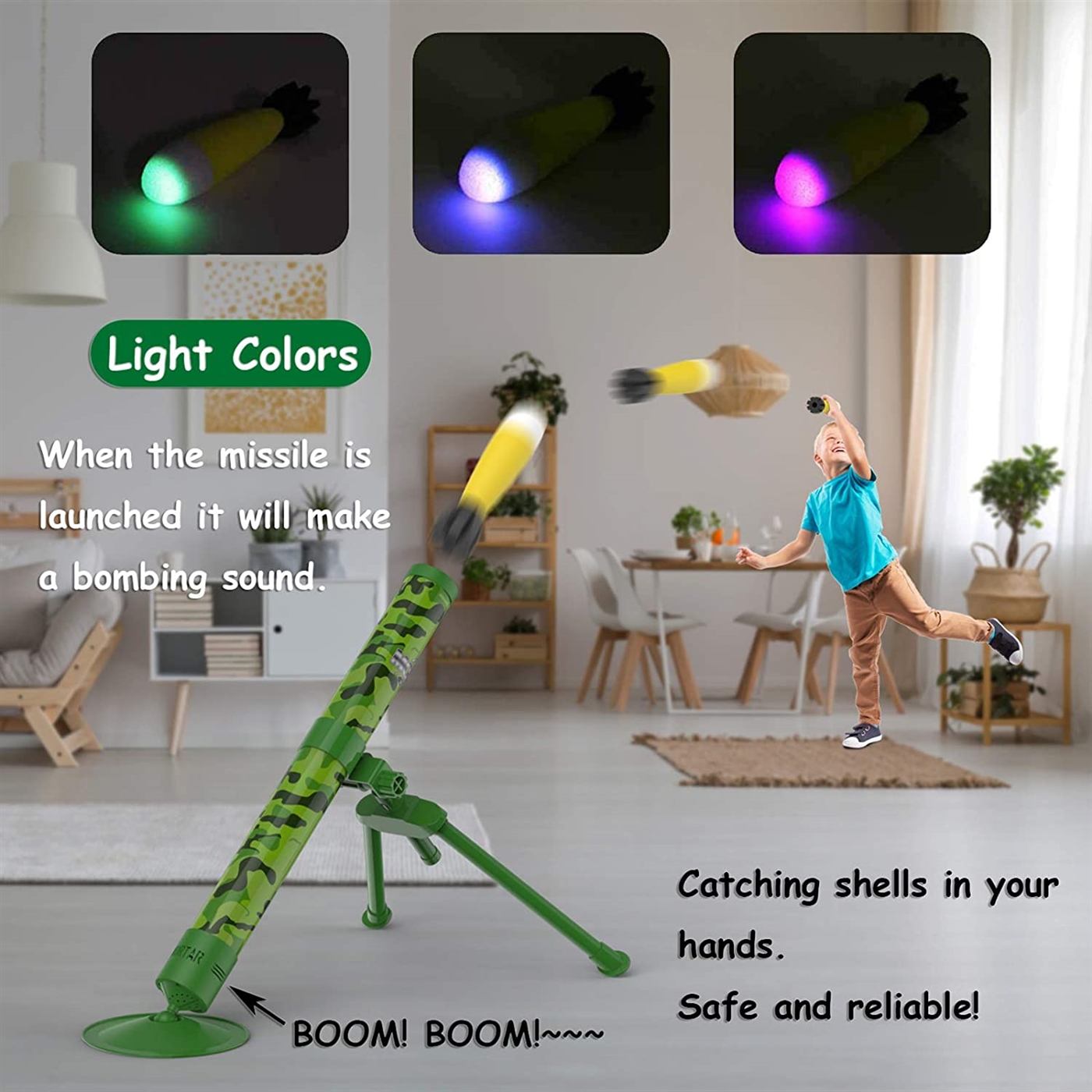 Mortar launcher will produce sound and light effects.
