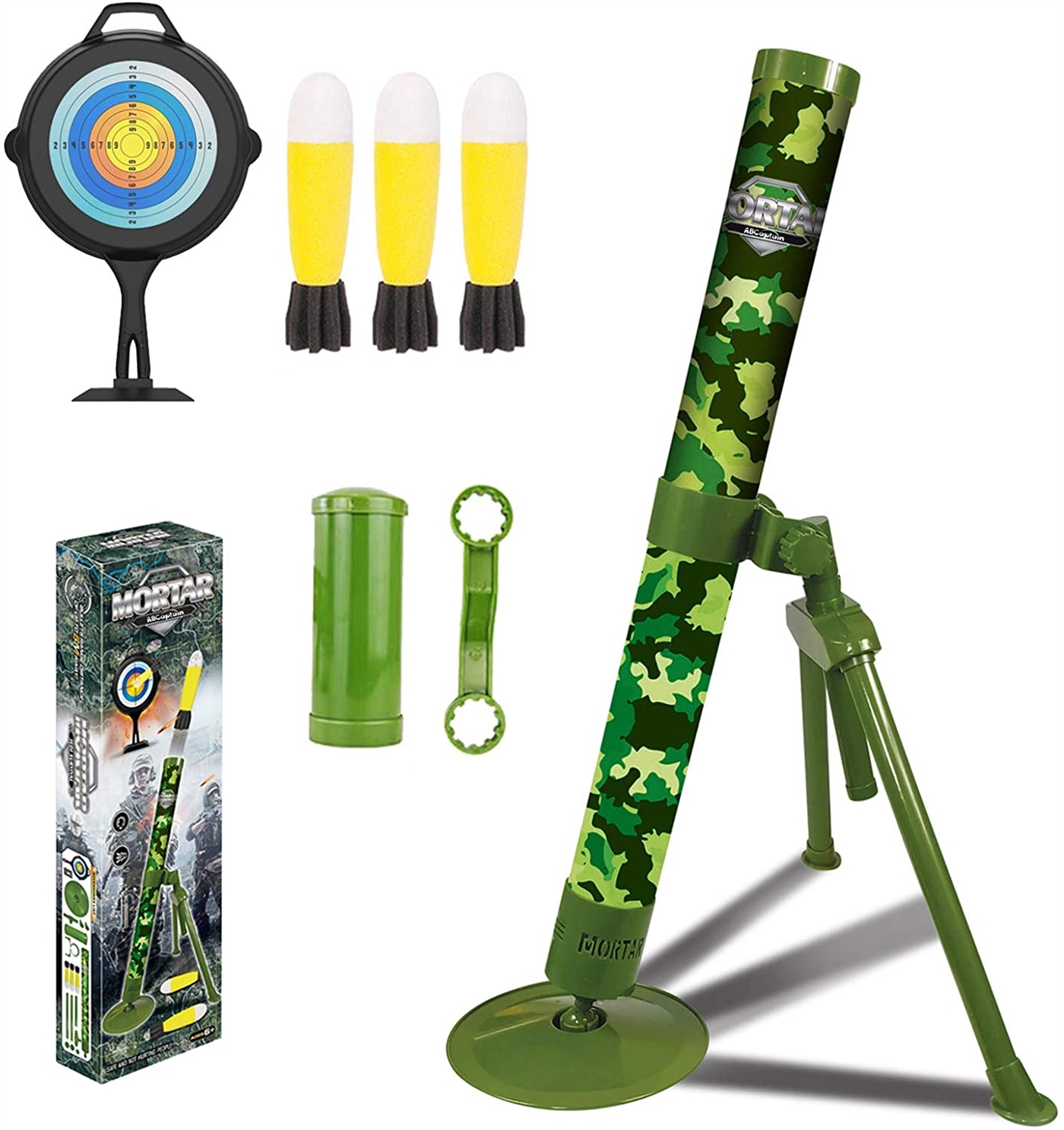 The mortar launcher comes with three sponge missiles that won't hurt kids.