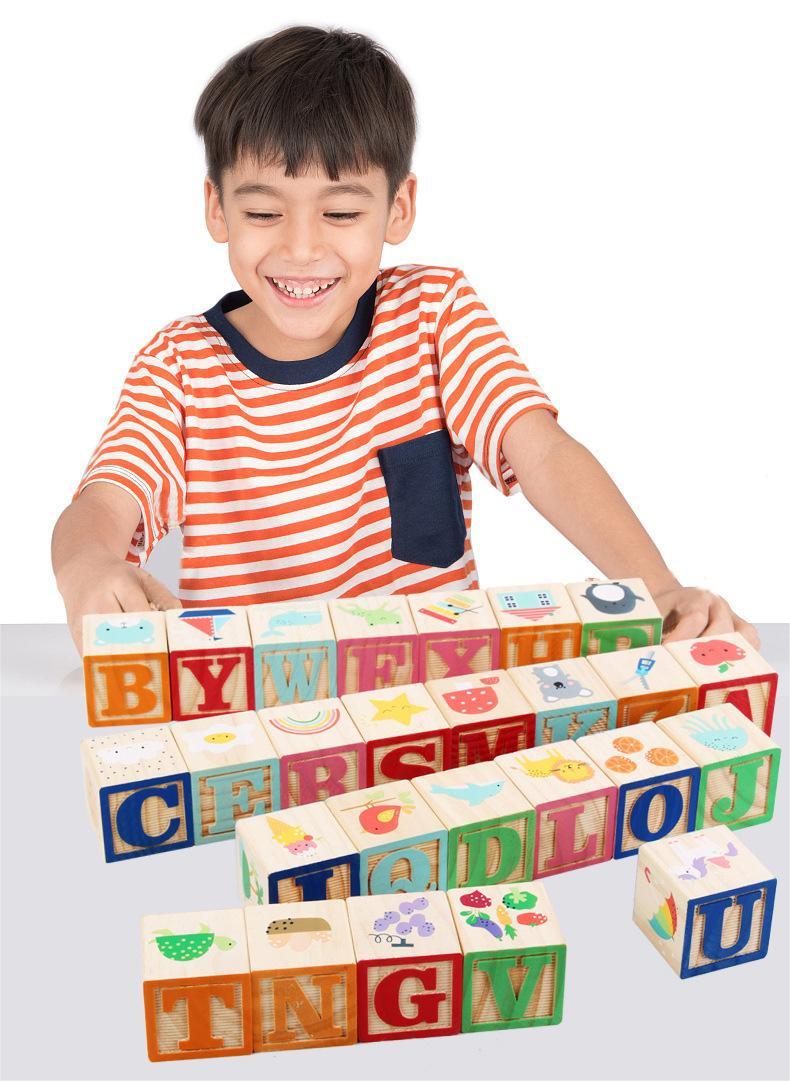 Kibtoy Wooden Learning Block Set 