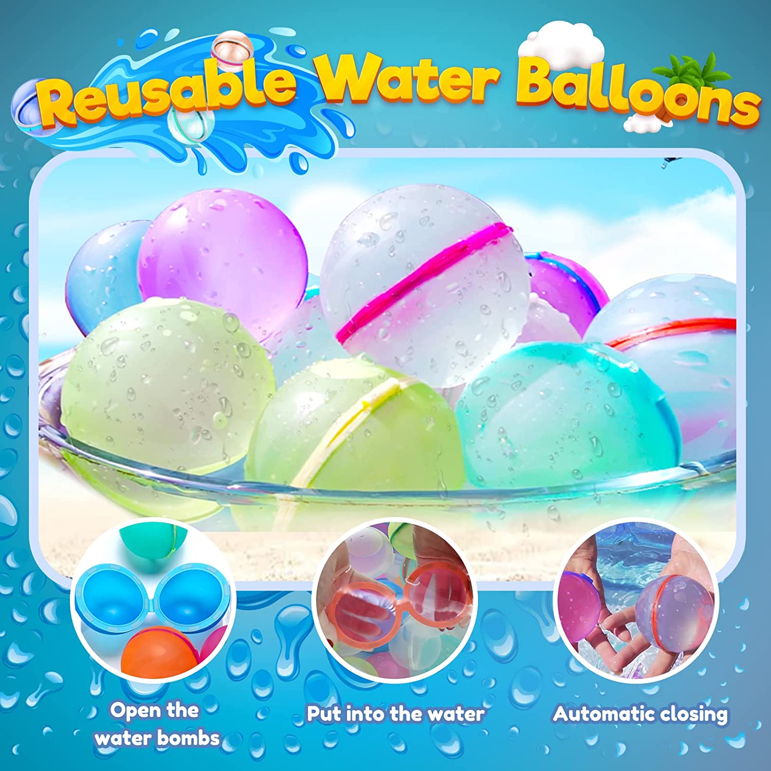 Kibtoy Self-sealing water ballons, silicone water toys, safe and fun