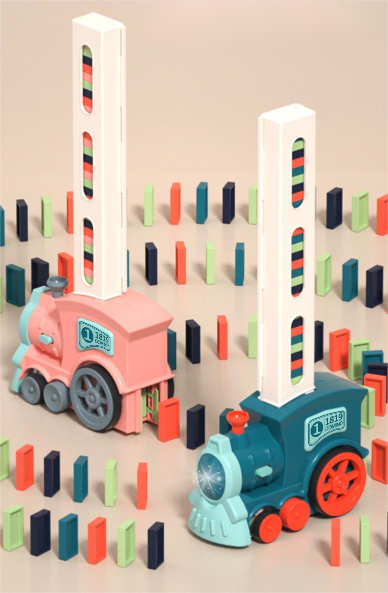 Kibtoy Domino Train Set toy, place domino pieces automatically, keep balance