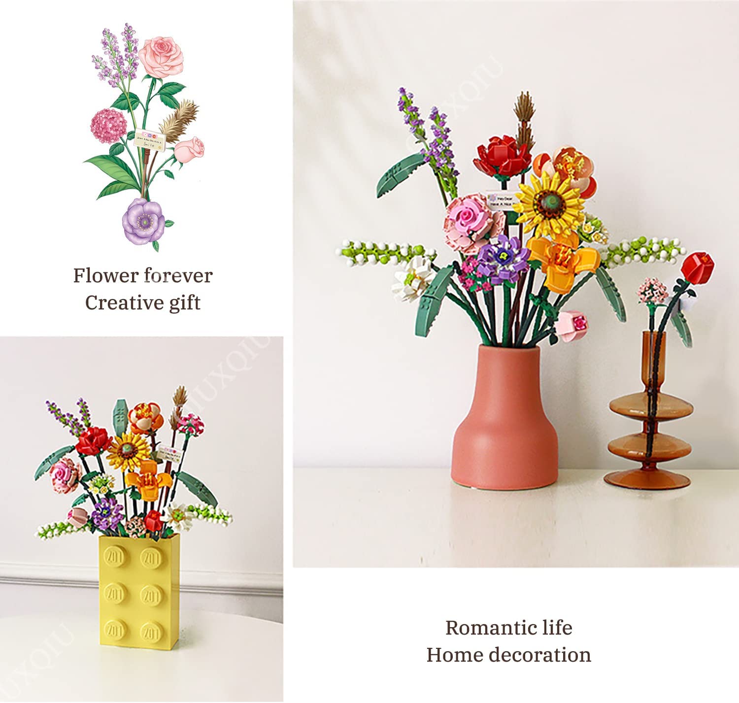 Kibtoy Boutique Building Kit, elegant flowers 