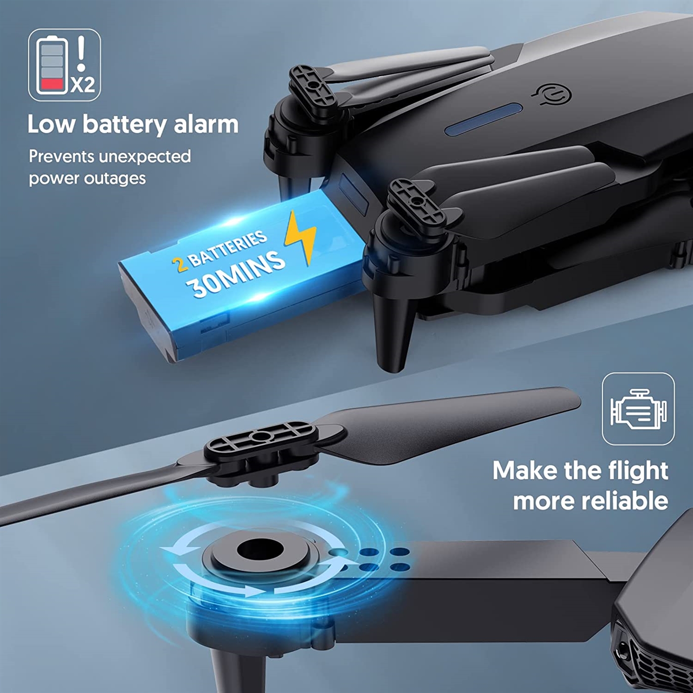 low battery alarm camera drone