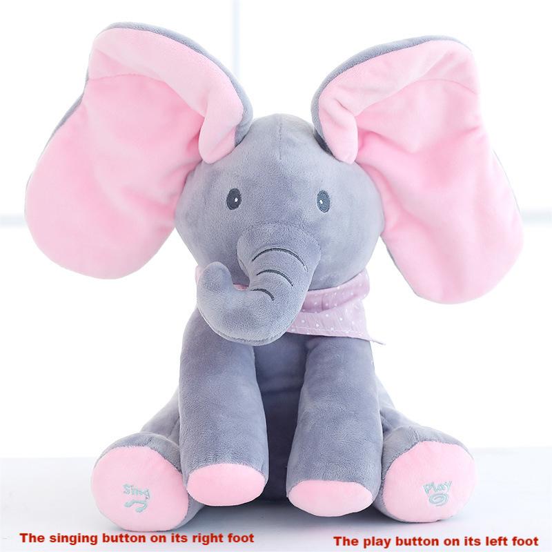 kibtoy Peek-a-boo elephant plush toy two functions 