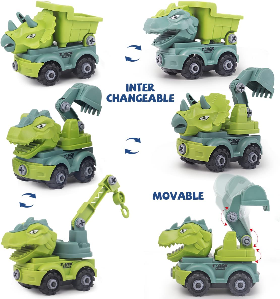 Kibtoy DIY take-apart dinosaur construction vehicles 