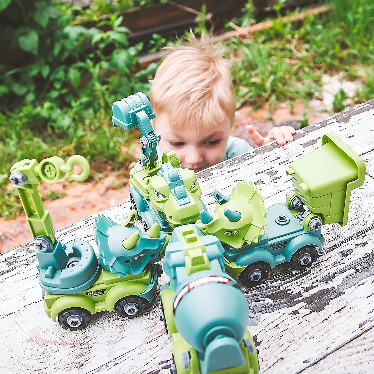 Kibtoy DIY take-apart dinosaur construction vehicles 