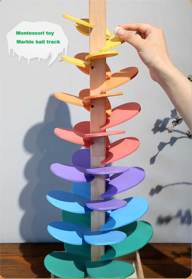 Kibtoy Wooden Musical Tree, Marble ball track sound