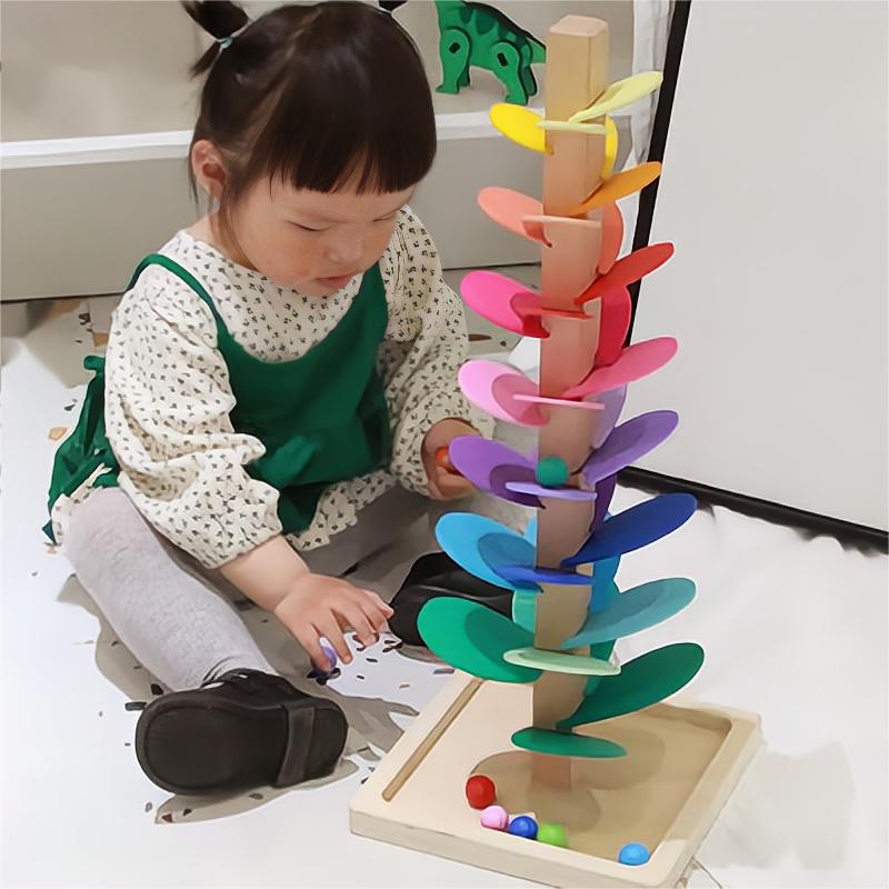 Kibtoy Wooden Musical Tree, Marble ball track sound