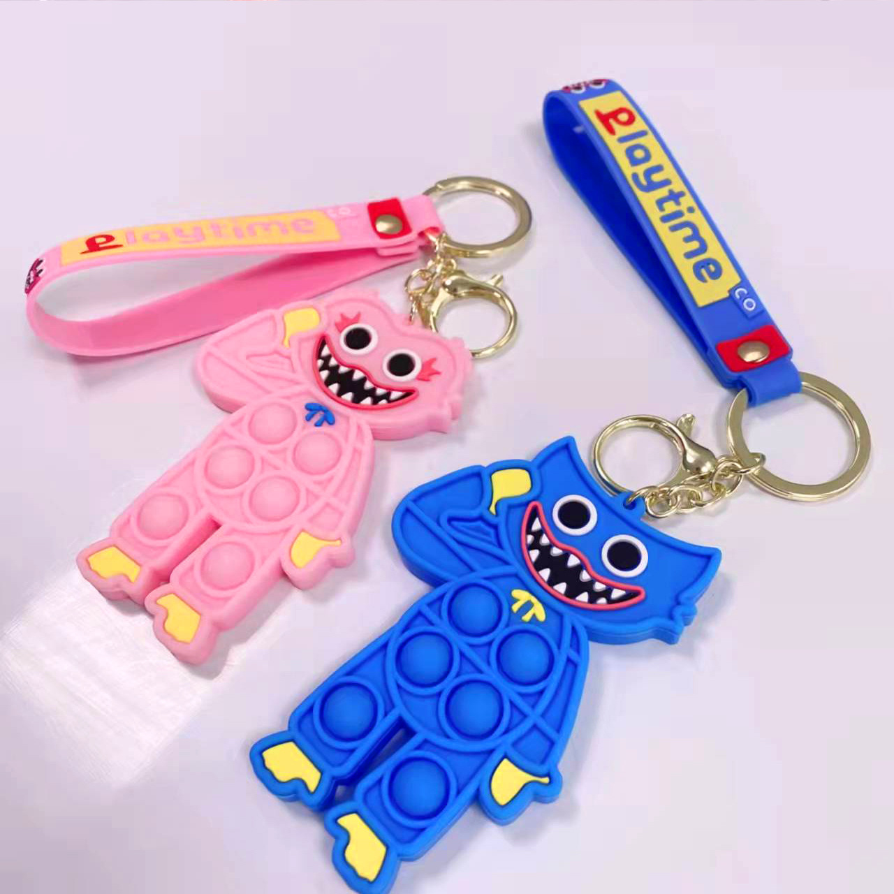 Huggy Wuggy Pop It Keychain Blue and Pink Luminous models