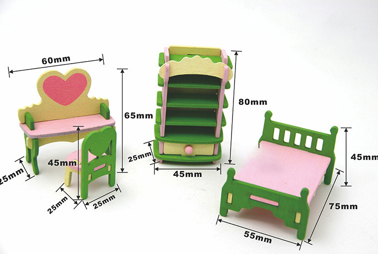 Plan Toys Wooden Dollhouse Furniture Color Bedroom Kit 1 Size