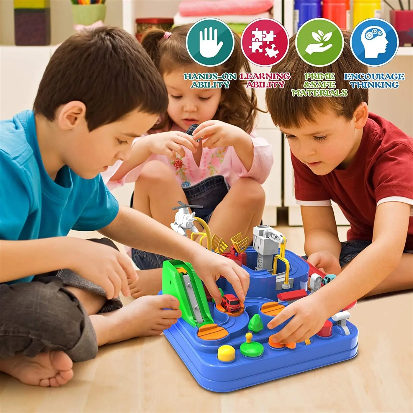 kids playing with car rescue hero toy