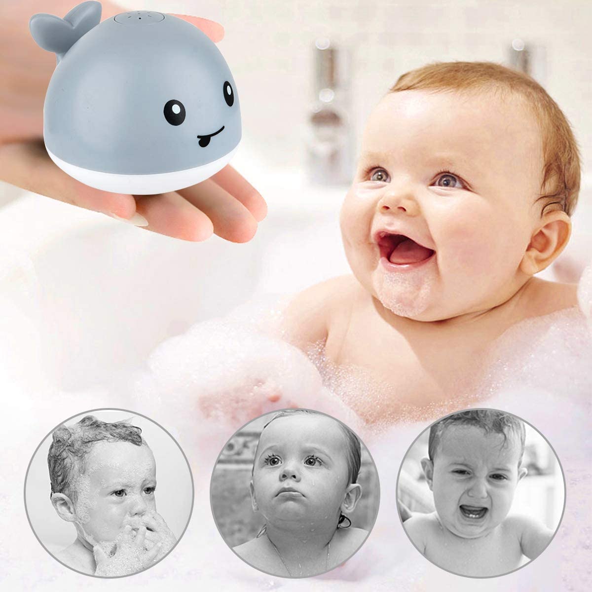 Whale bath toy makes baby love bathing