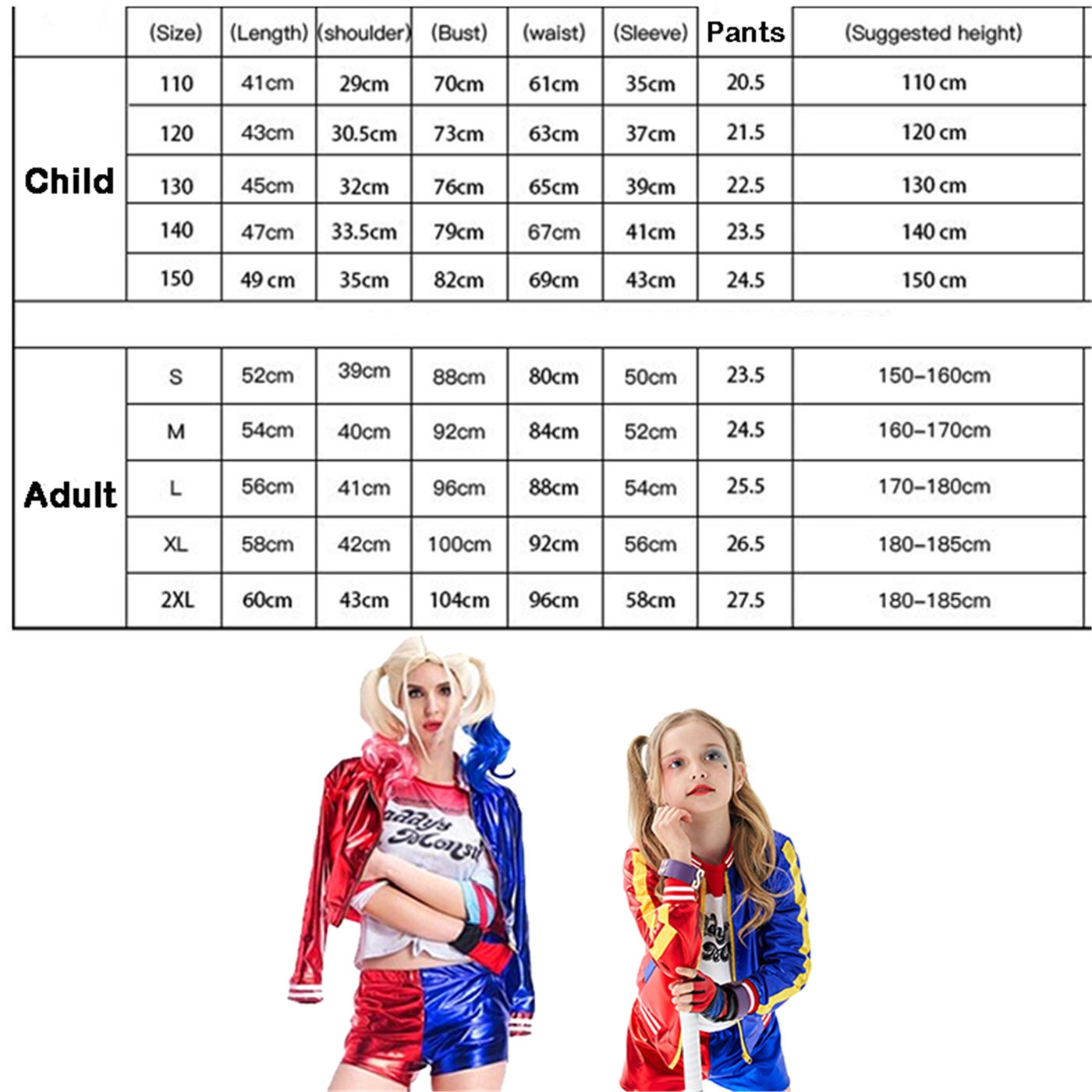 Harley Quinn sexy costumes adult and child size
