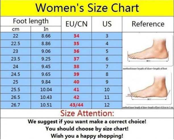 2023 Summer Breathable Sursell Sneakers Size Chart