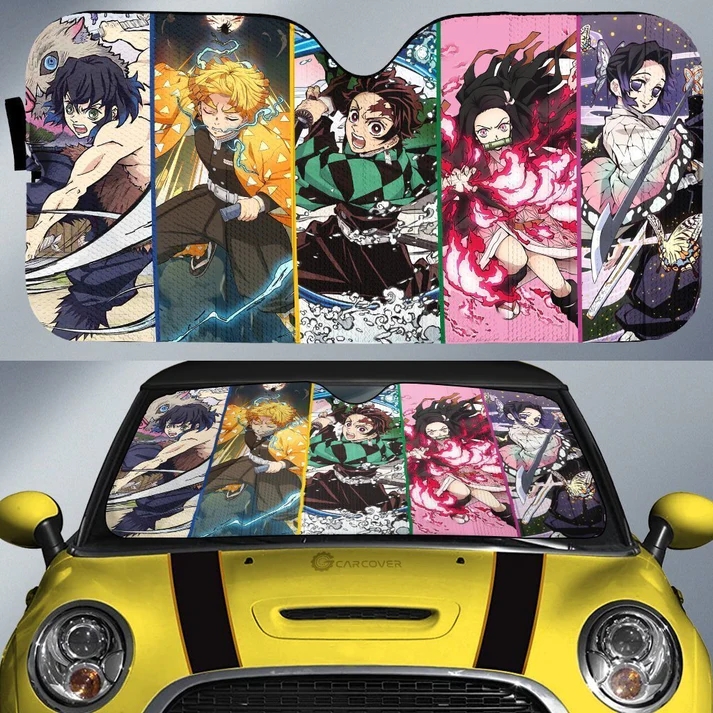 demon pokemon slayer car sunshade custom anime car accessories mats seat  cover