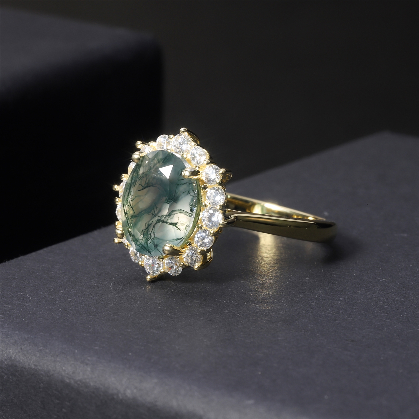 moss agate engagement rings 