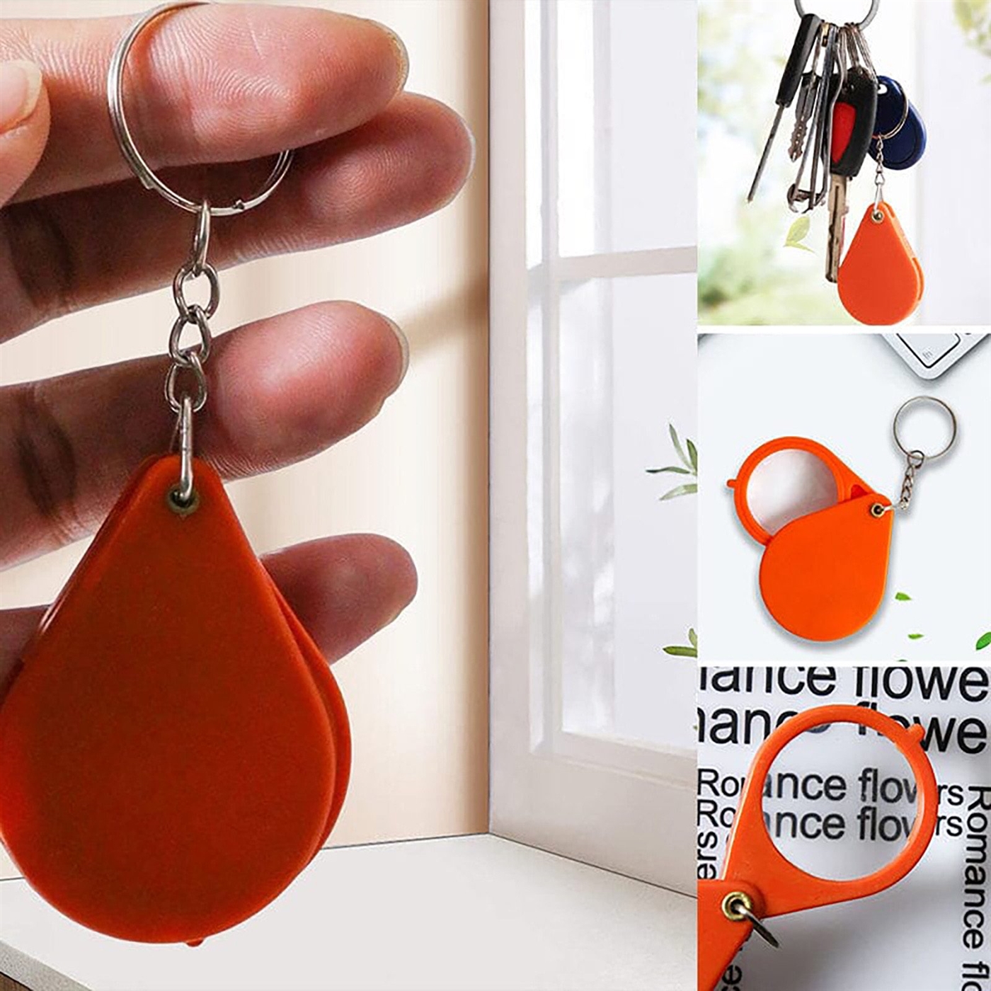 magnifying glass orange keychain