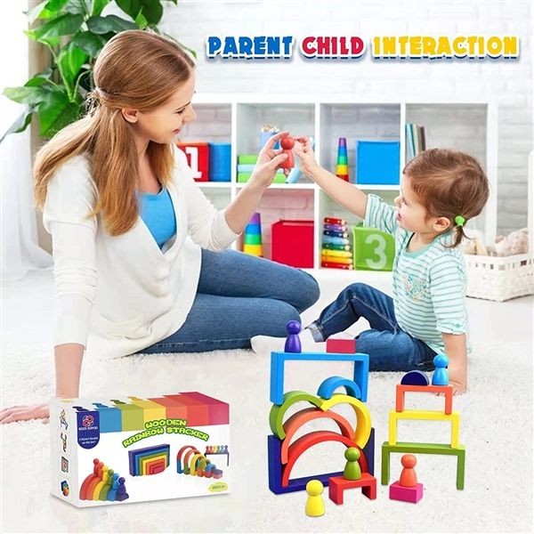 KIBTOY™ Wooden Rainbow Stacking Blocks