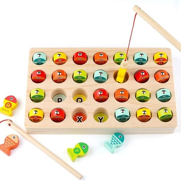 KIBTOY™ Wooden Magnetic Letter Fishing Game Set