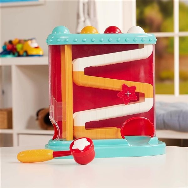 Baby Activity Toy Station with 1 Toy Hammer & 4 Balls for Kids 12 Months Light Blue