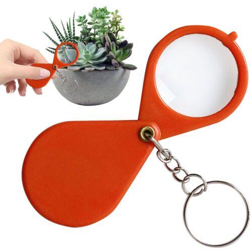 Mini pocket orange keychain magnifying glass portable folding magnifier keychain magnifying glass magnifying glass